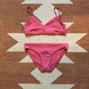 Roxy large pink 2 piece bathing suit